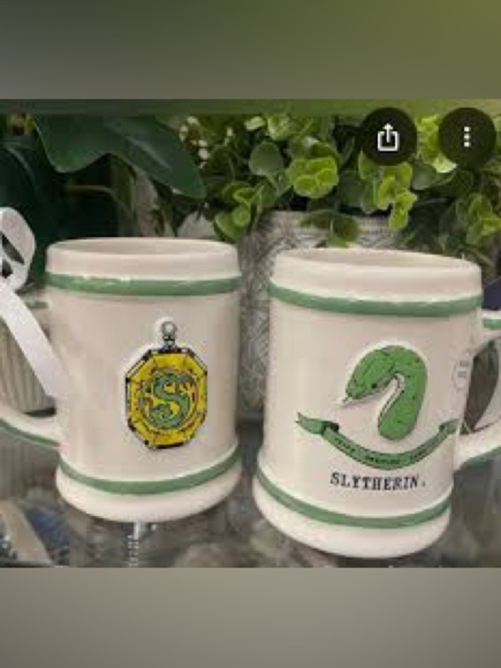 Rae Dunn Harry Potter Slytherin Ceramic Mug- White & Green